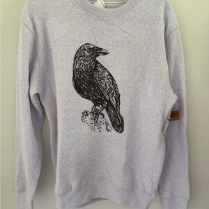 Lavender Crewneck Sweatshirt with Black Raven Graphic